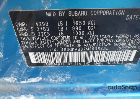 2021 Subaru Impreza Sedan from USA, damaged, VIN 4S3GKAB67M3606495